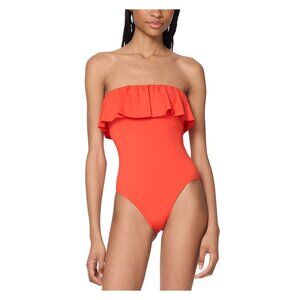 NWT Kate Spade New York Ruffle Underwire One Piece Swimsuit Goji Berry Orange M